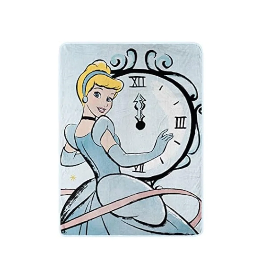 NEW Disney Cinderella Light Blue Pink Throw Blanket One Size (46x60
